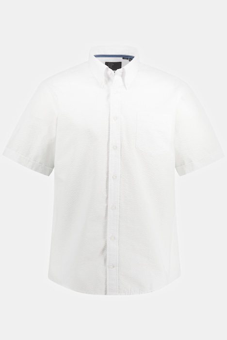 Seersucker-Hemd, Halbarm, Buttondown-Kragen, Modern Fit, Streifen