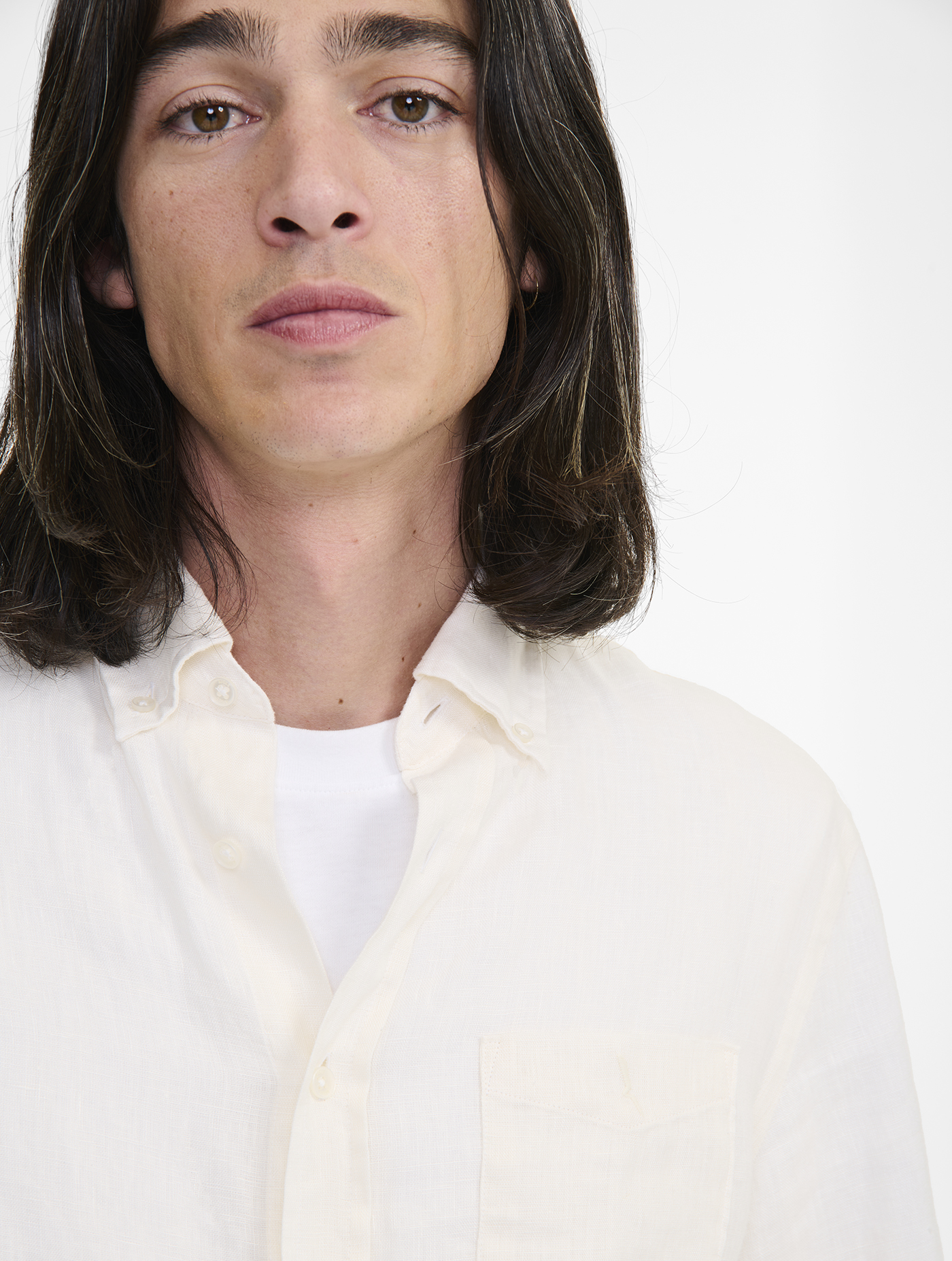 Chemise en lin à manches longues LAIT