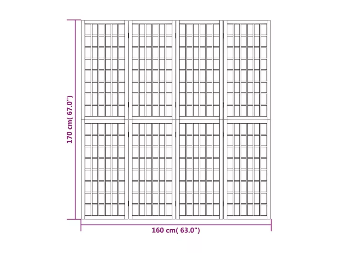 Cloison de séparation pliable 4 panneaux 160x170 cm Blanc