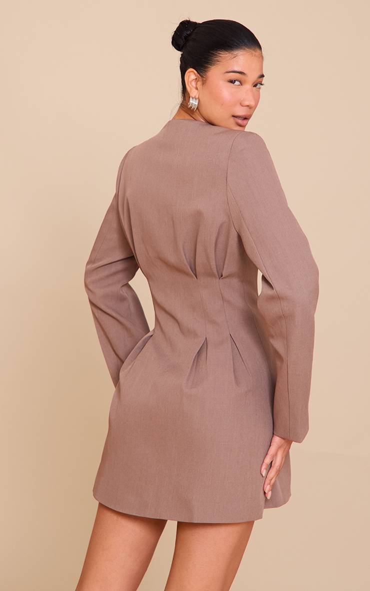 Champignon Robe Blazer Droite Plissée En Tissu Tissé