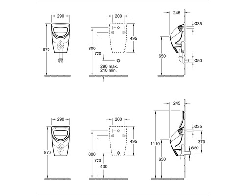 Villeroy & Boch urinoir met zuigdeksel voor Omnia Compact 755701 wit