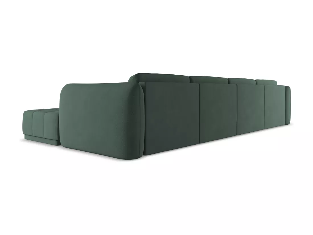 Canapé d'angle panoramique en tissu chenille - vert - HOKU