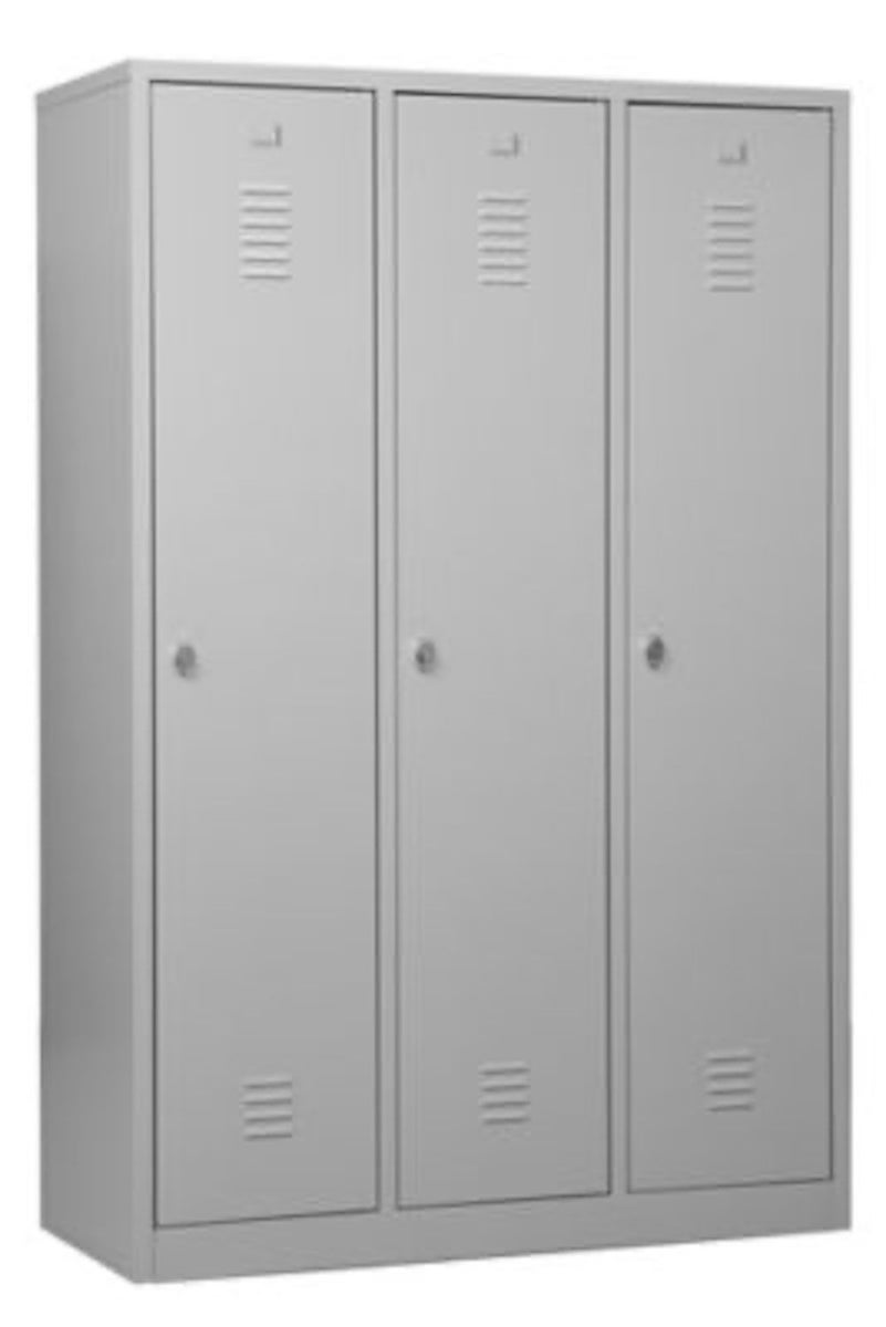PROREGAL Garderobekast Camel 3-Vaks met Pro Divider HxBxD 180 x 119 x 50 cm Hangslot Grijs