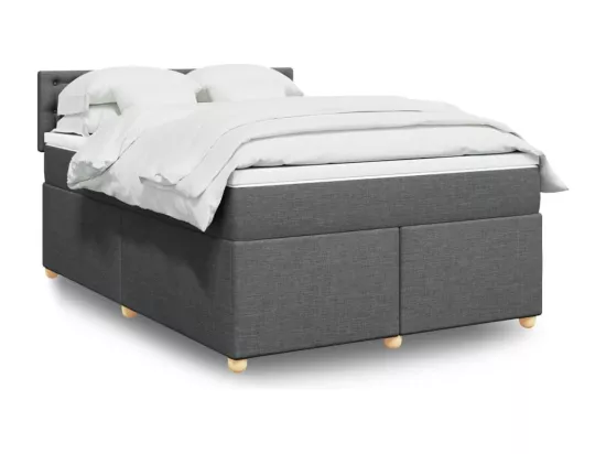 Sommier à lattes de lit avec matelas Gris foncé 140x190cm Tissu