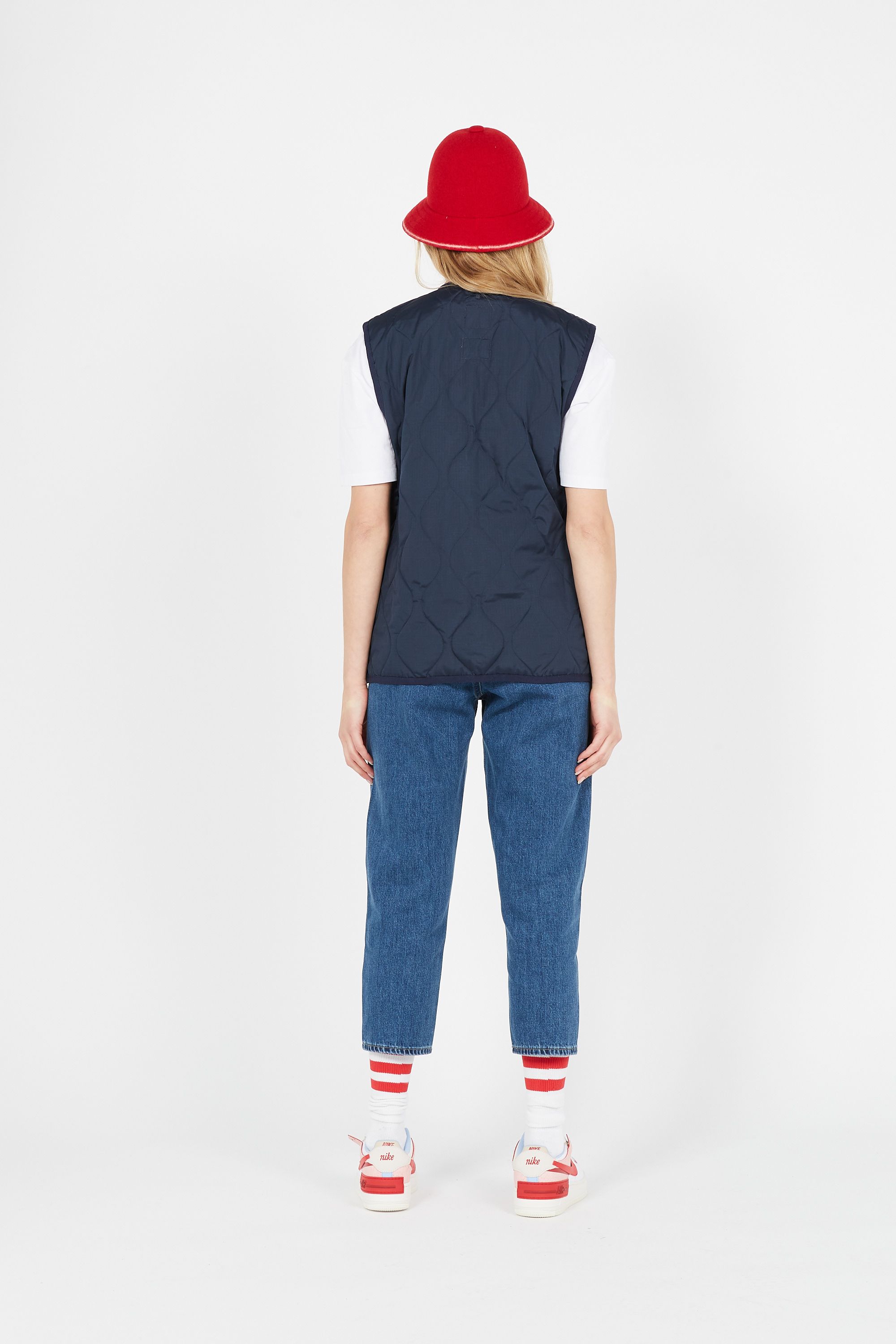 TAION Doudoune MILITARY ZIP V-NECK Bleu