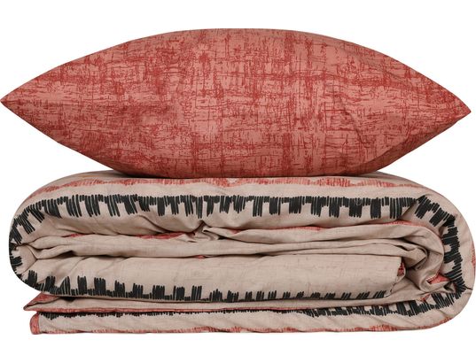 CONCEPT1 - Parure de lit housse de couette Felix 240x220cm + 2 taies 60x60 rouge