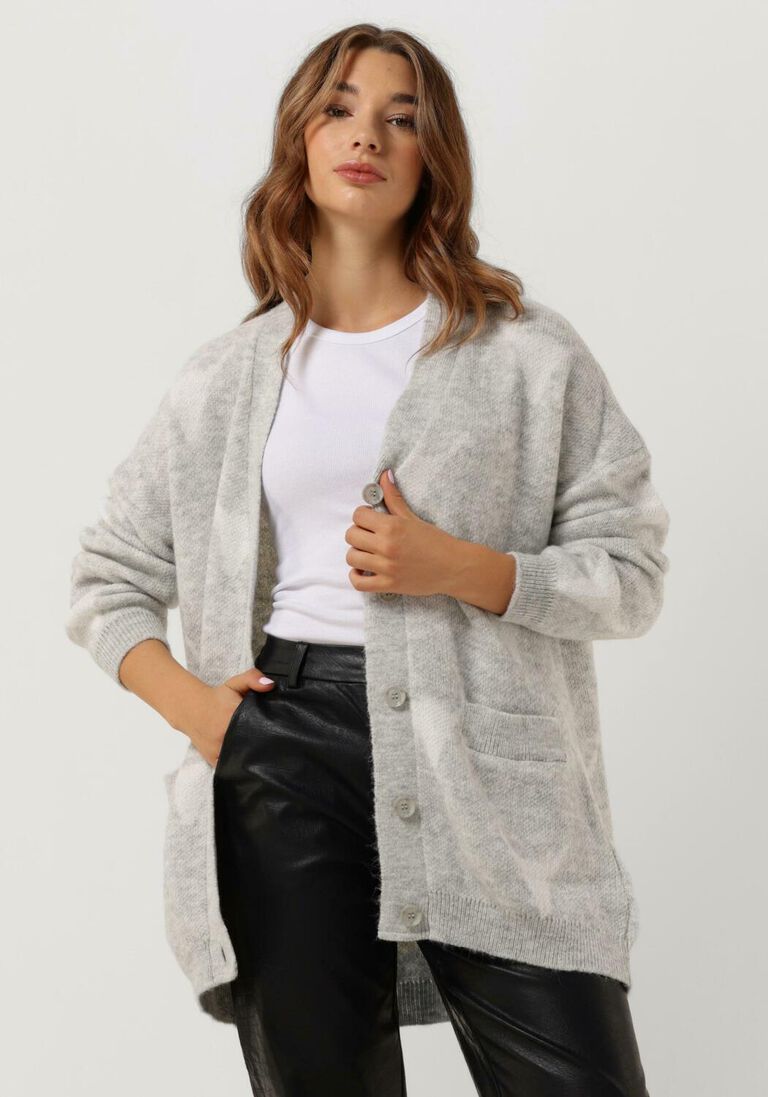 ALIX THE LABEL lichtgrijze alix the label vest ladies knitted bull cardigan