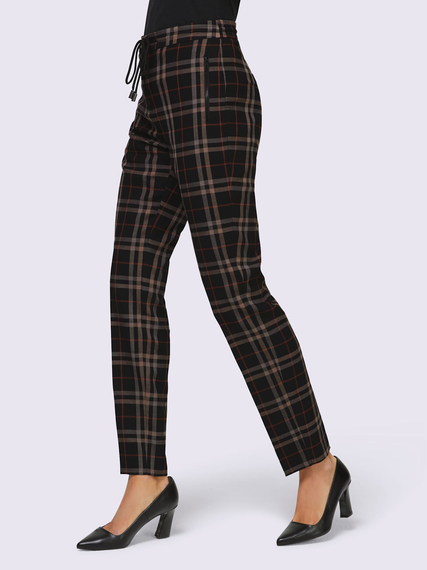 Pantalon ceinture élastique, coulisse et lien à nouer