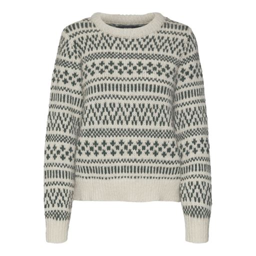 Vero Moda Kaira Striktrøje, Birch/Dark Forest, XL