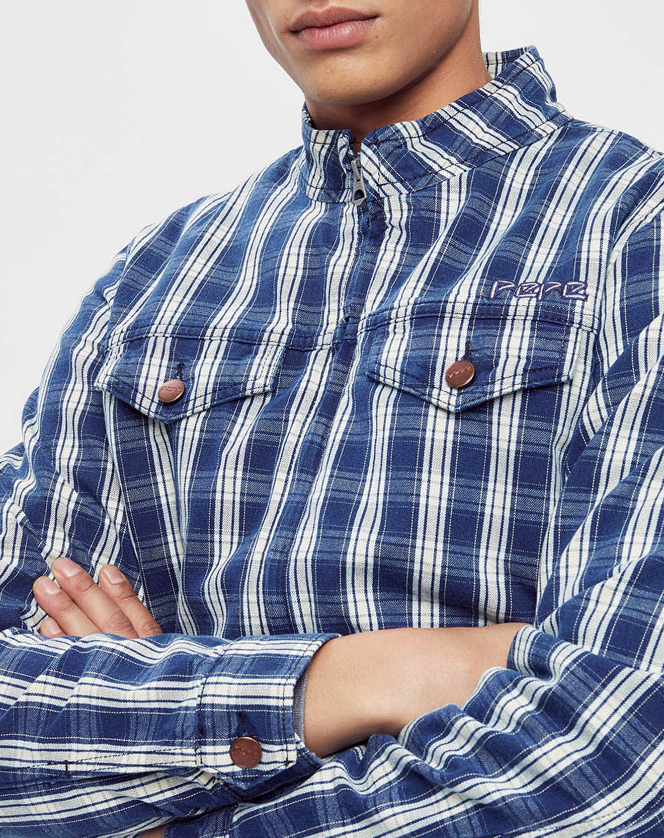 Pepe Jeans Veste à carreaux Com Archive à carreaux bleue