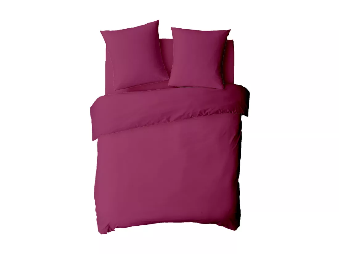 Housse de couette en coton 57 fils unie magenta 140x200cm