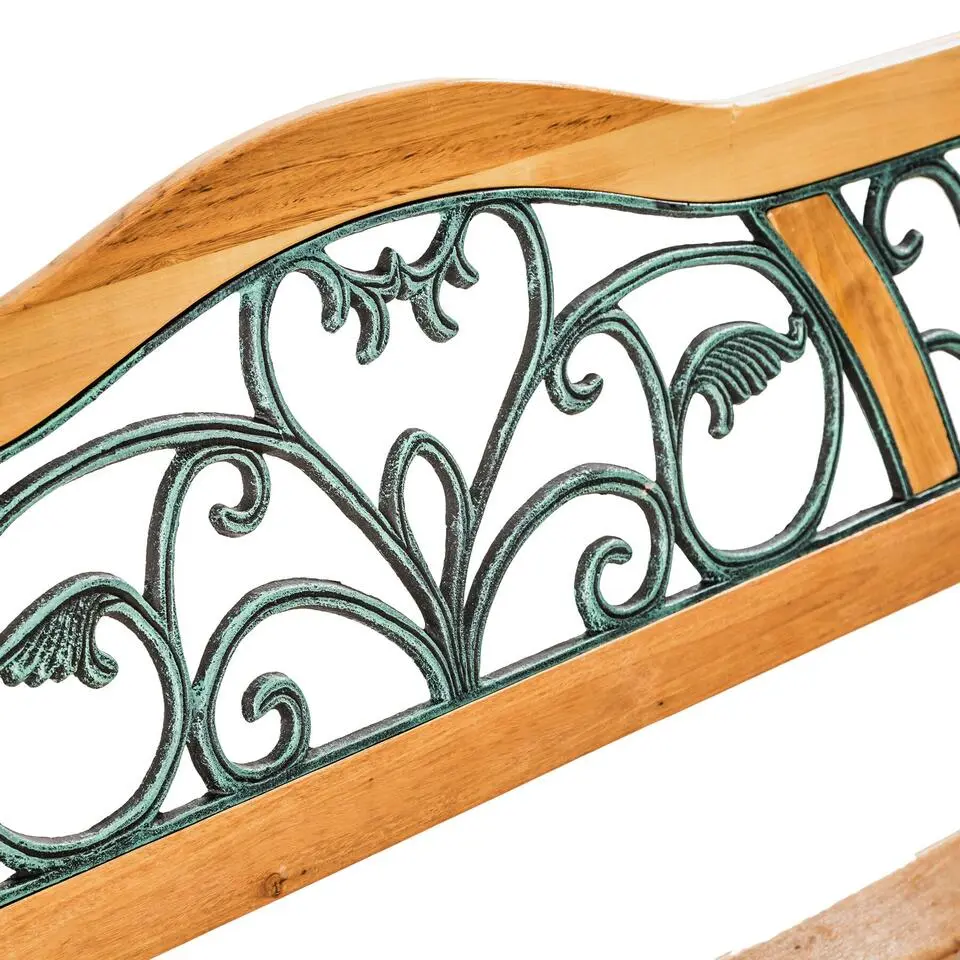 tectake Tuinbank Kathi 2-zitter van hout en gietijzer 124x60x83cm, Bruin