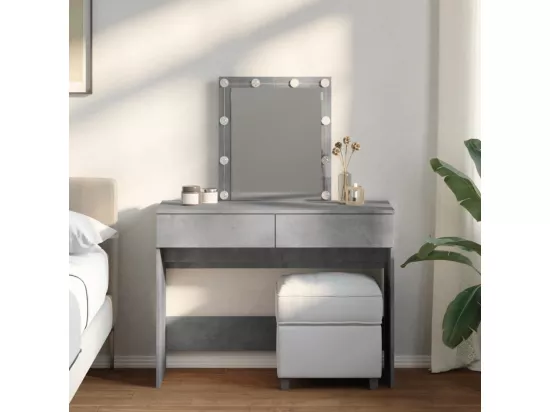 Coiffeuse avec LED gris béton 100x40x130 cm