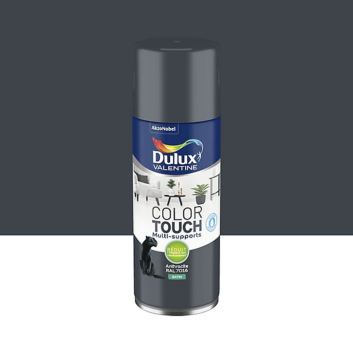 Peinture aérosol Color Touch multi supports Dulux Valentine satin anthracite 400ml