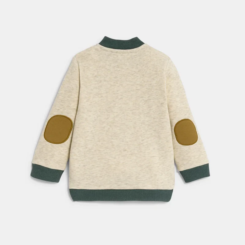 Sweat en molleton col teddy vert bébé garçon Blanc