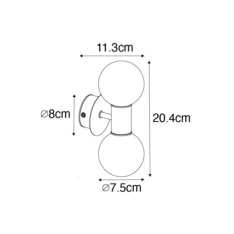 Moderne wandlamp zwart IP44 2-lichts - Cederic