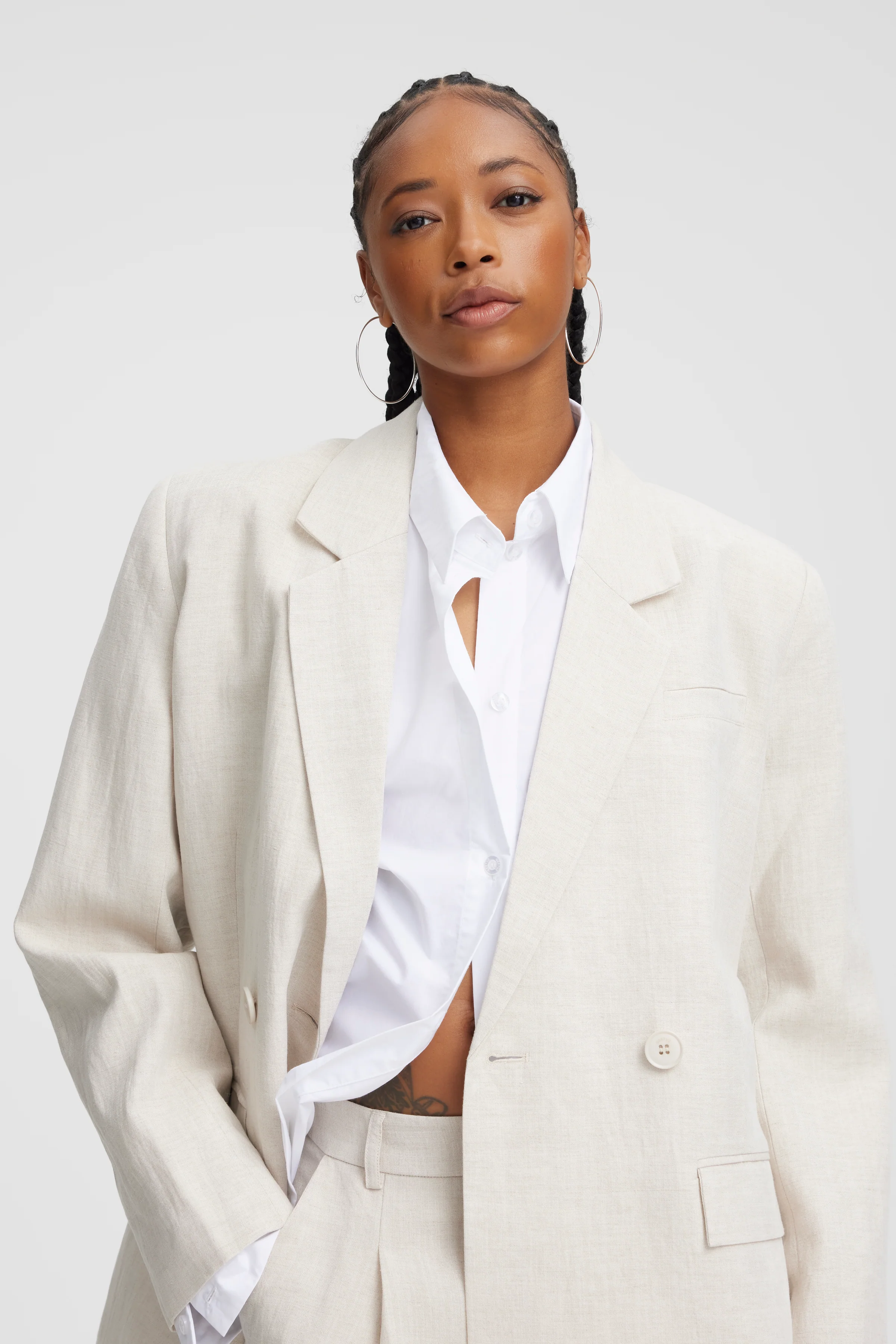 GESTUZ  LizaGZ Linen blazer - Tammy Light Sand