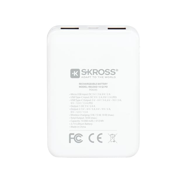 Ladda om 10, Power Bank, Wireless Qi, PD