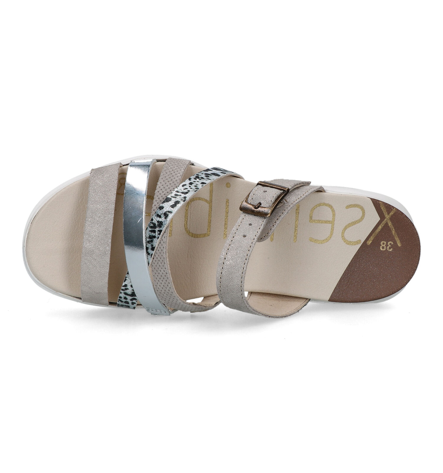 Slippers op sleehak goud