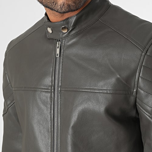 Veste Biker Gris Anthracite