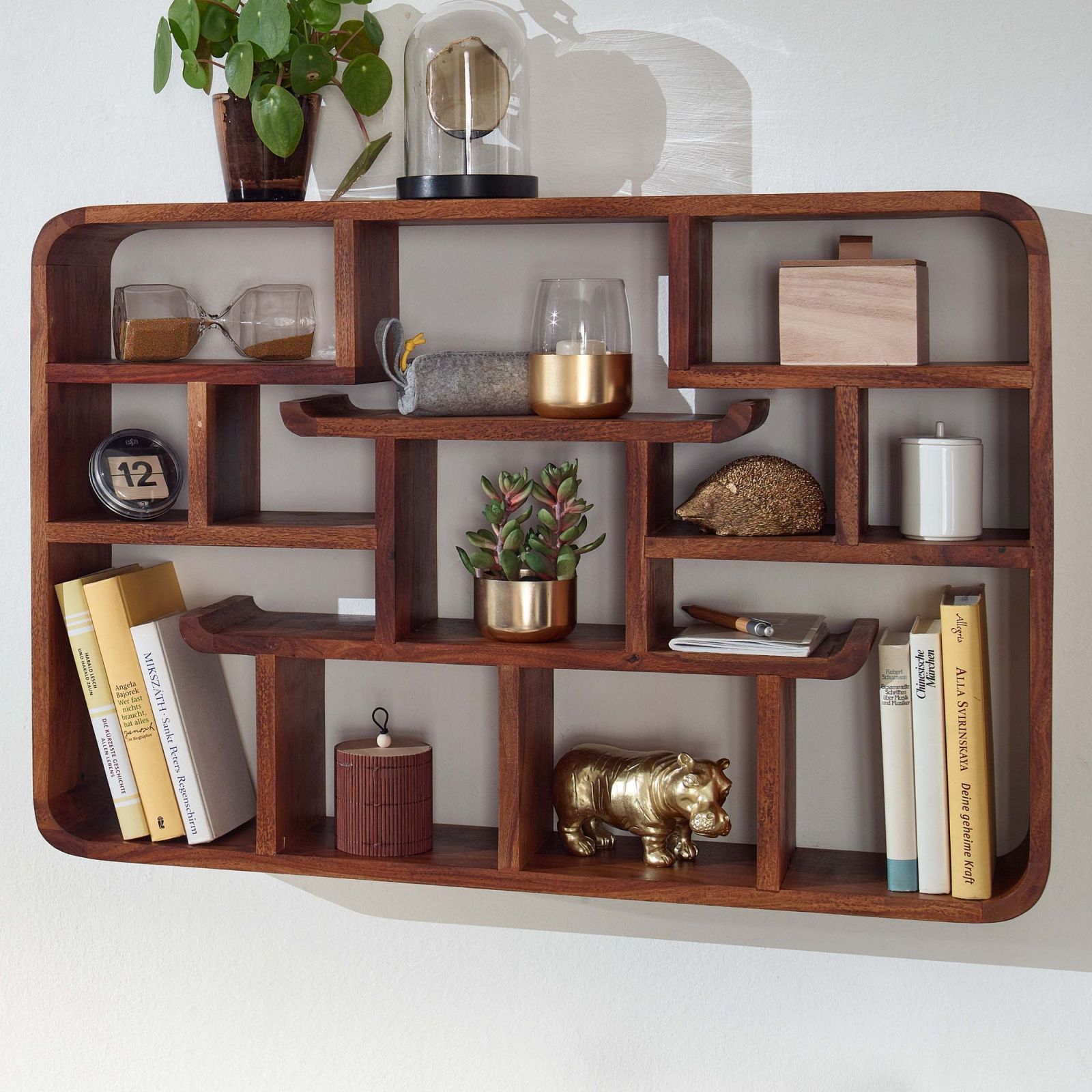 Wandregal - Sheesham massiv - 80 cm