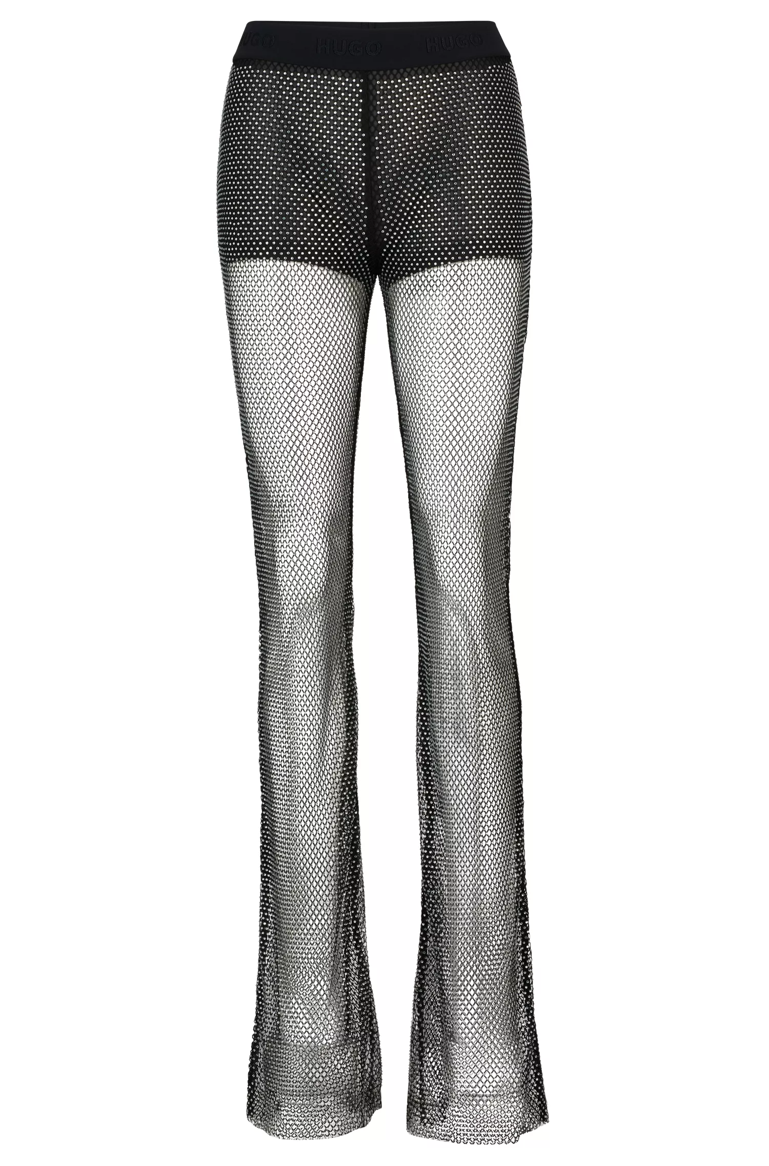 Calças de malha brilhante slim-fit HUGO Red-HUGO x Bella Poarch