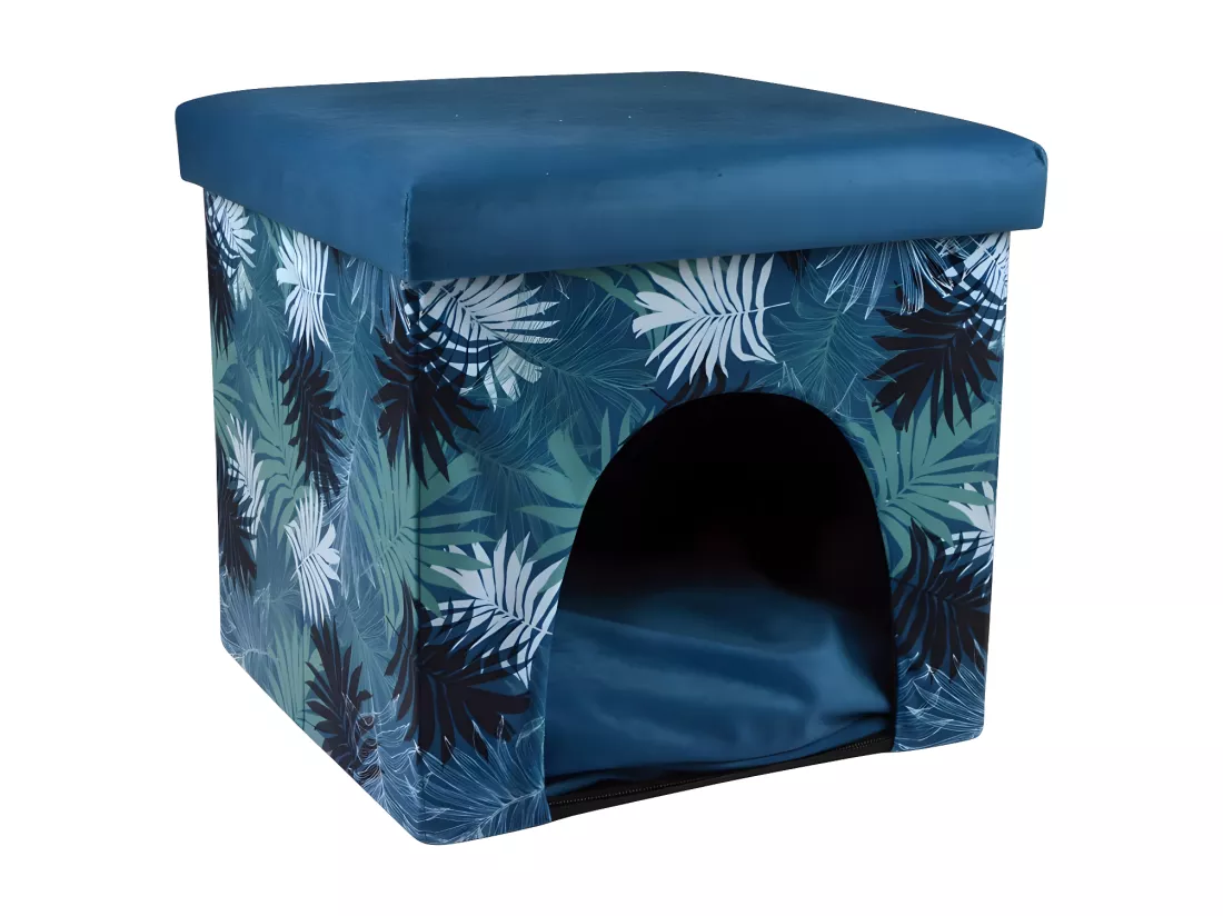 Niche pouf à imprimé végétal 