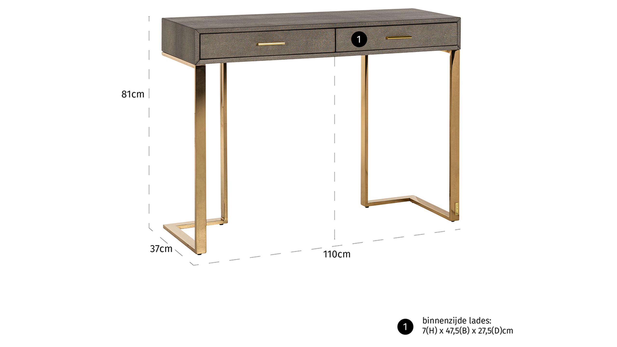 Wandtafel Marie-Lou 7511B110 x D37 x H81 cm