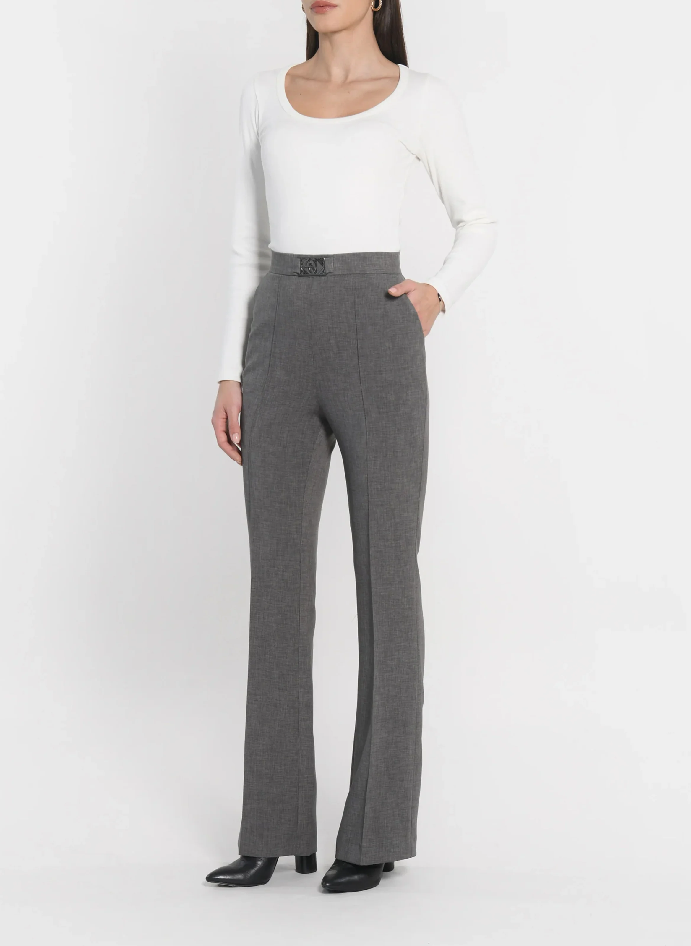 TESSA - Pantalon ajusté chiné| Gris