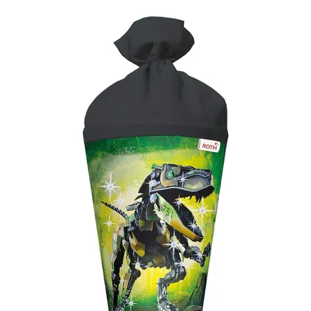 Roth Motiv-Schultüte, Robo-Rex, 70cm, rund, Rot(h)-Spitze, Filzverschluss, Folie