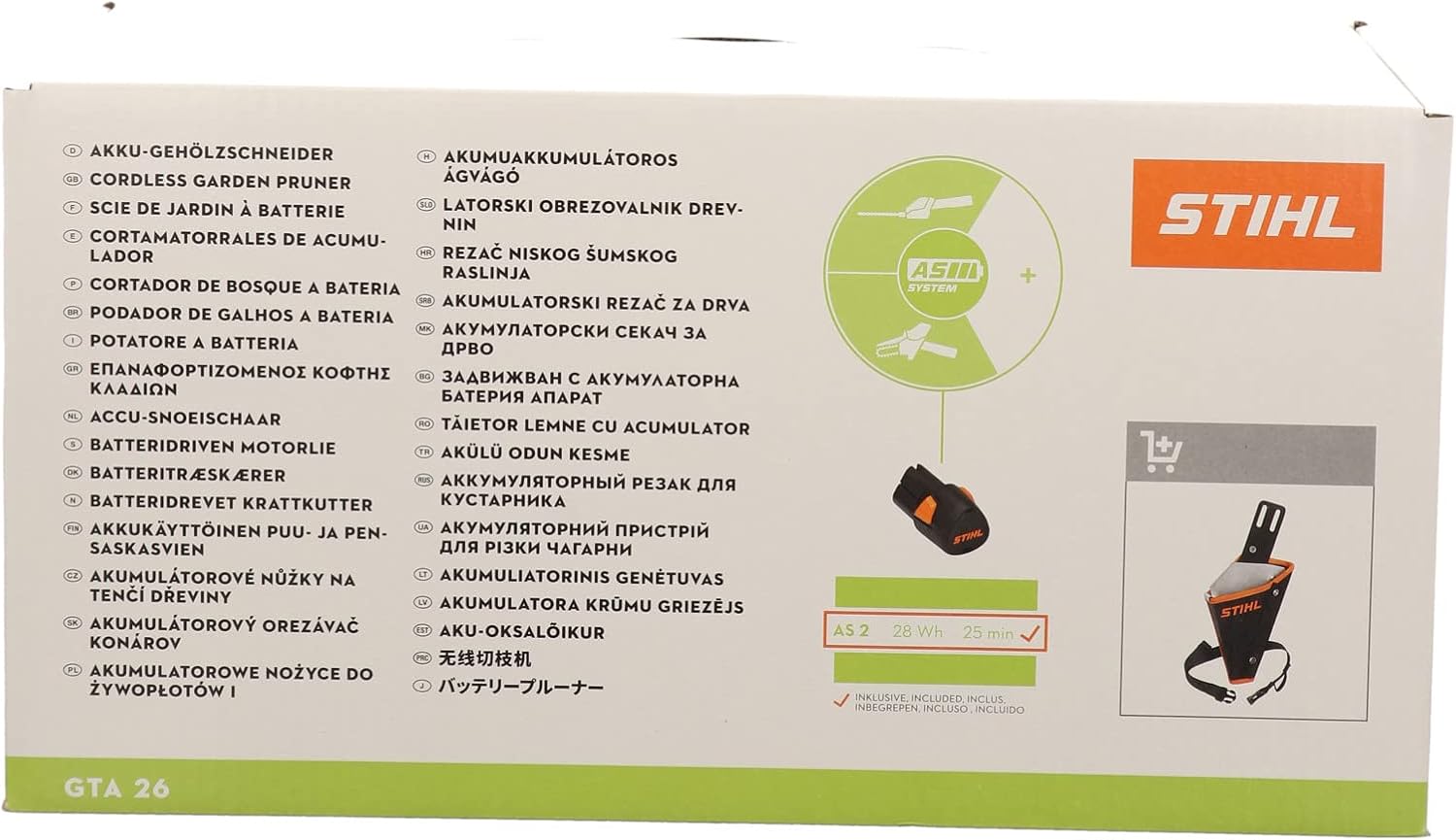 Stihl Akku-Gehölzschneider GTA 26 Set mit Akku AS 2 und Ladegerät AL 1, Batteriebetrieben