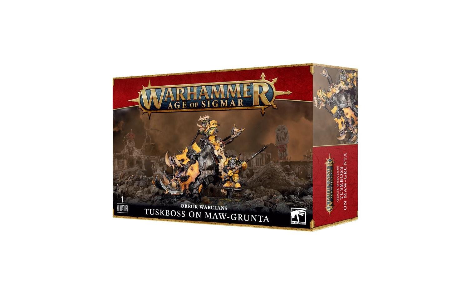 Figur Warhammer Age of Sigmar Hauerboss auf GrunzmaulWarhammer Age of Sigmar Miniatur: Orruk Warclans Tuskboss on Maw Grunta