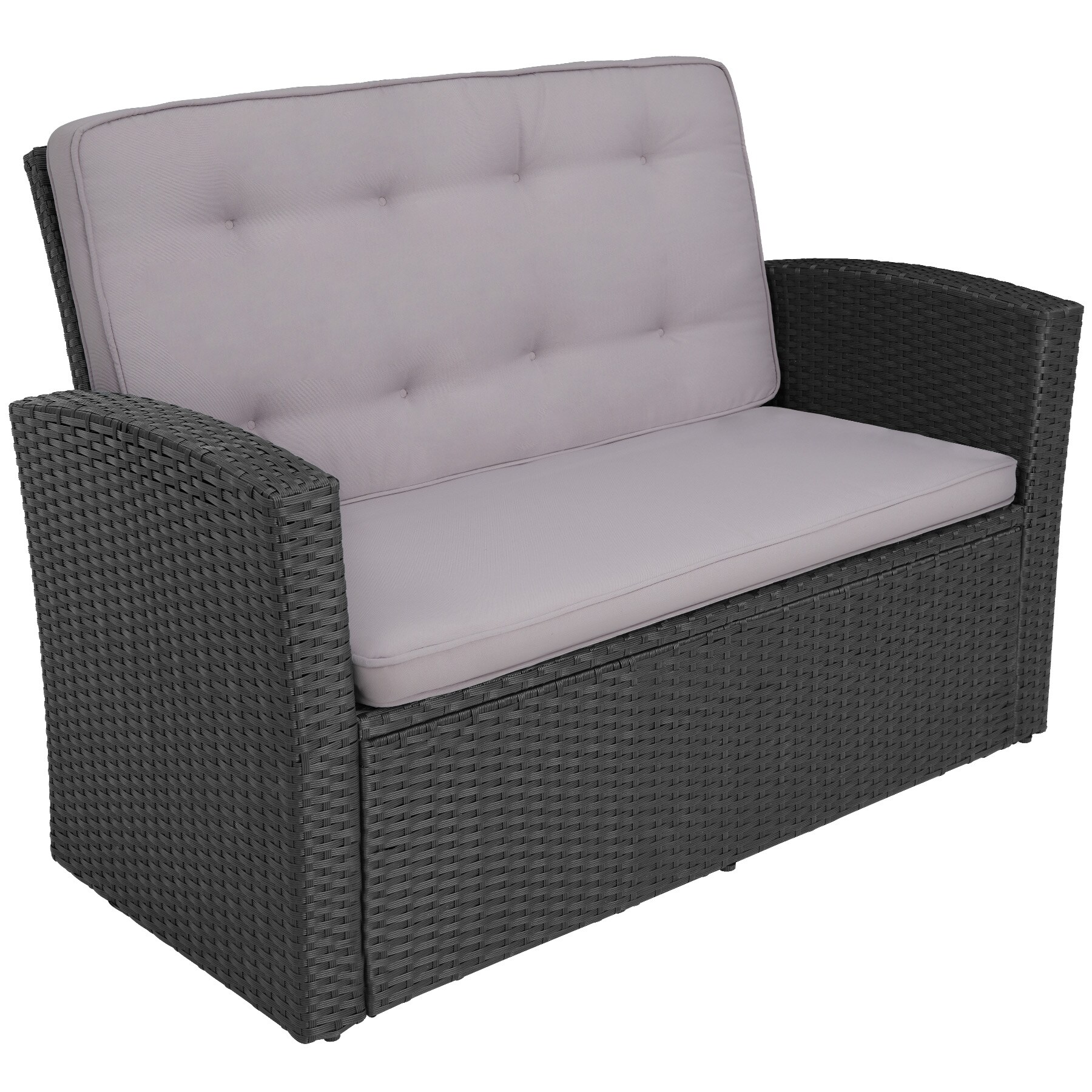 tectake® Rattan Lounge, mit Aluminiumgestell, wetterfest und UV-beständig, mit Sicherheitsglasplatte und Schraubfüßen