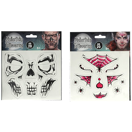 Halloween ansigtstattovering - flere varianter - assorteret