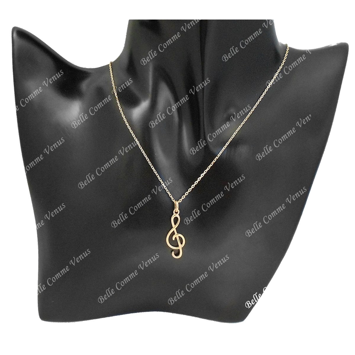 Collier clé de sol note de musique Plaqué OR 750 3 microns