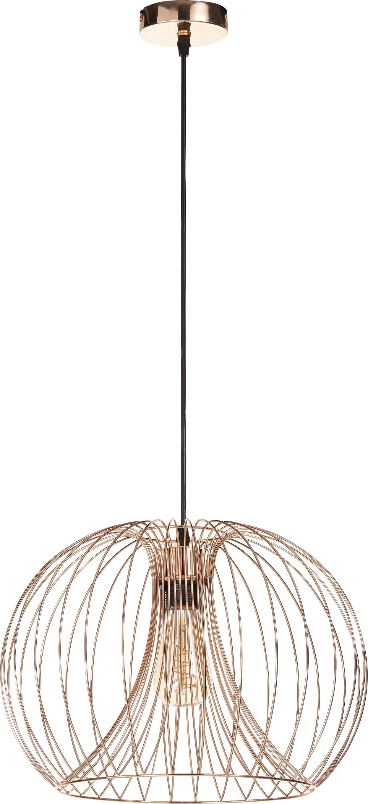 LORENA Hängeleuchte - Kupferfarbig / B: 40.0 cm x T: 40.0 cm x H: 120.0 cm