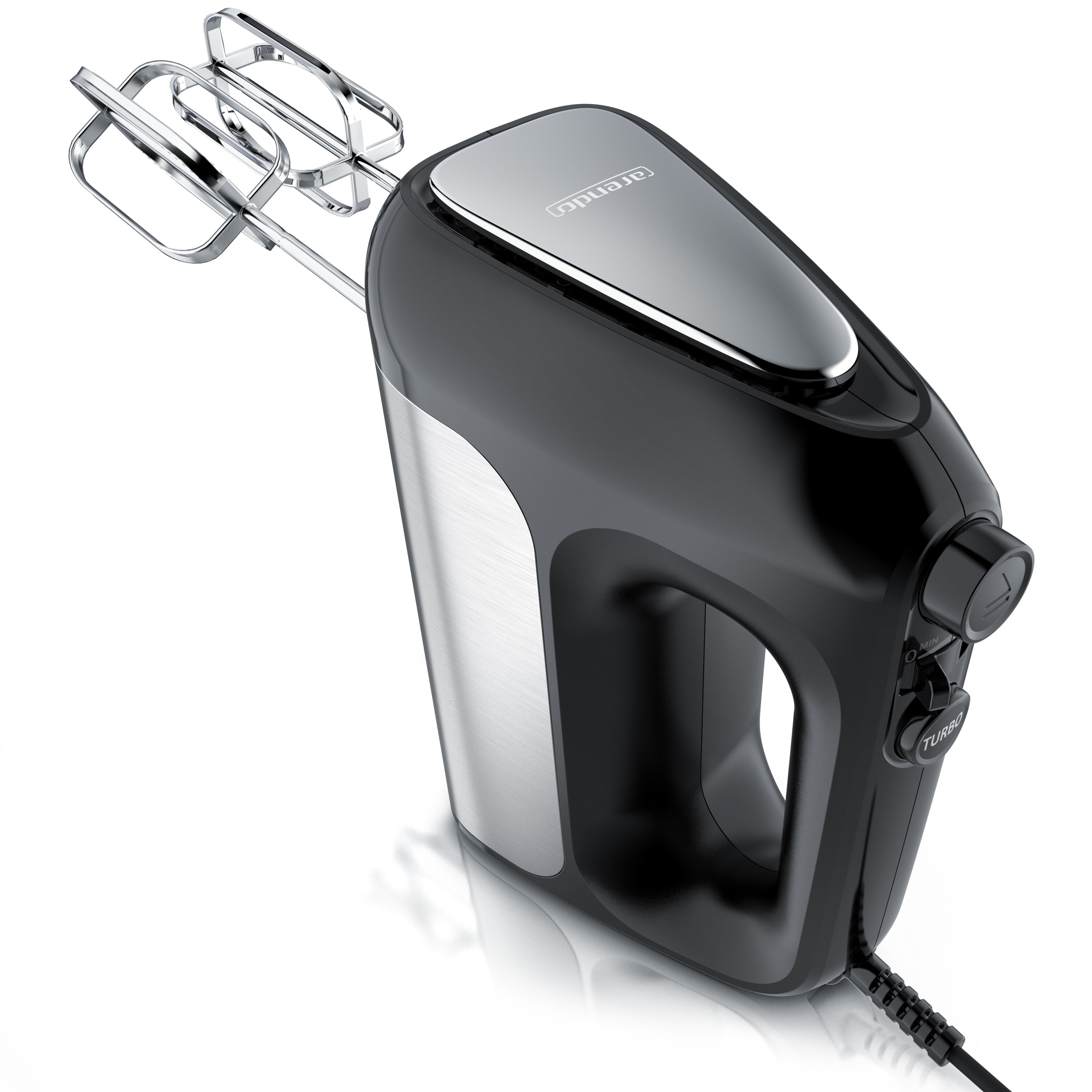Arendo Elektrischer Handmixer Handrührer - inkl. 2 Quirle und 2 Knethaken aus Edelstahl - Handrührgerät - Hakenentriegelung - Turbotaste