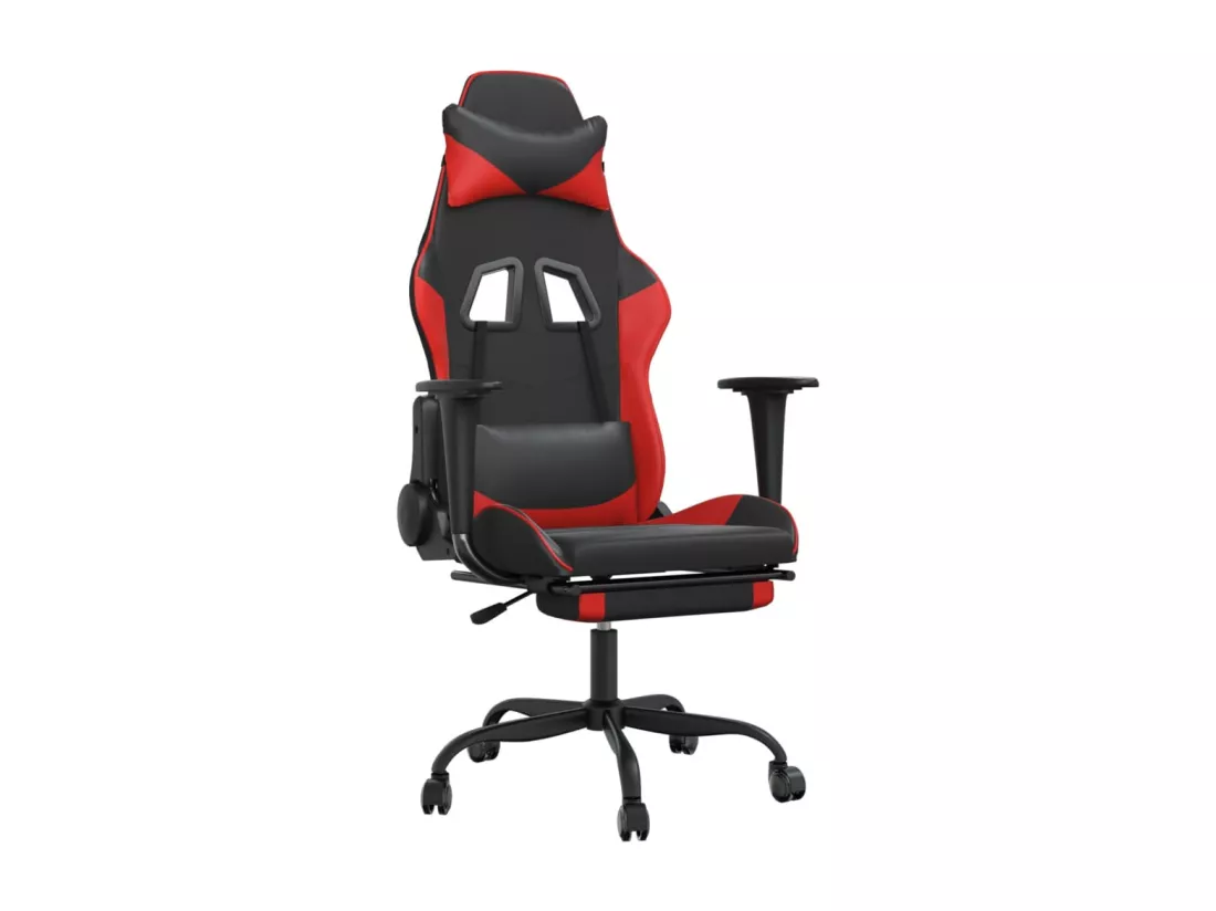 Chaise de jeu de massage avec repose-pied Noir&Rouge Similicuir