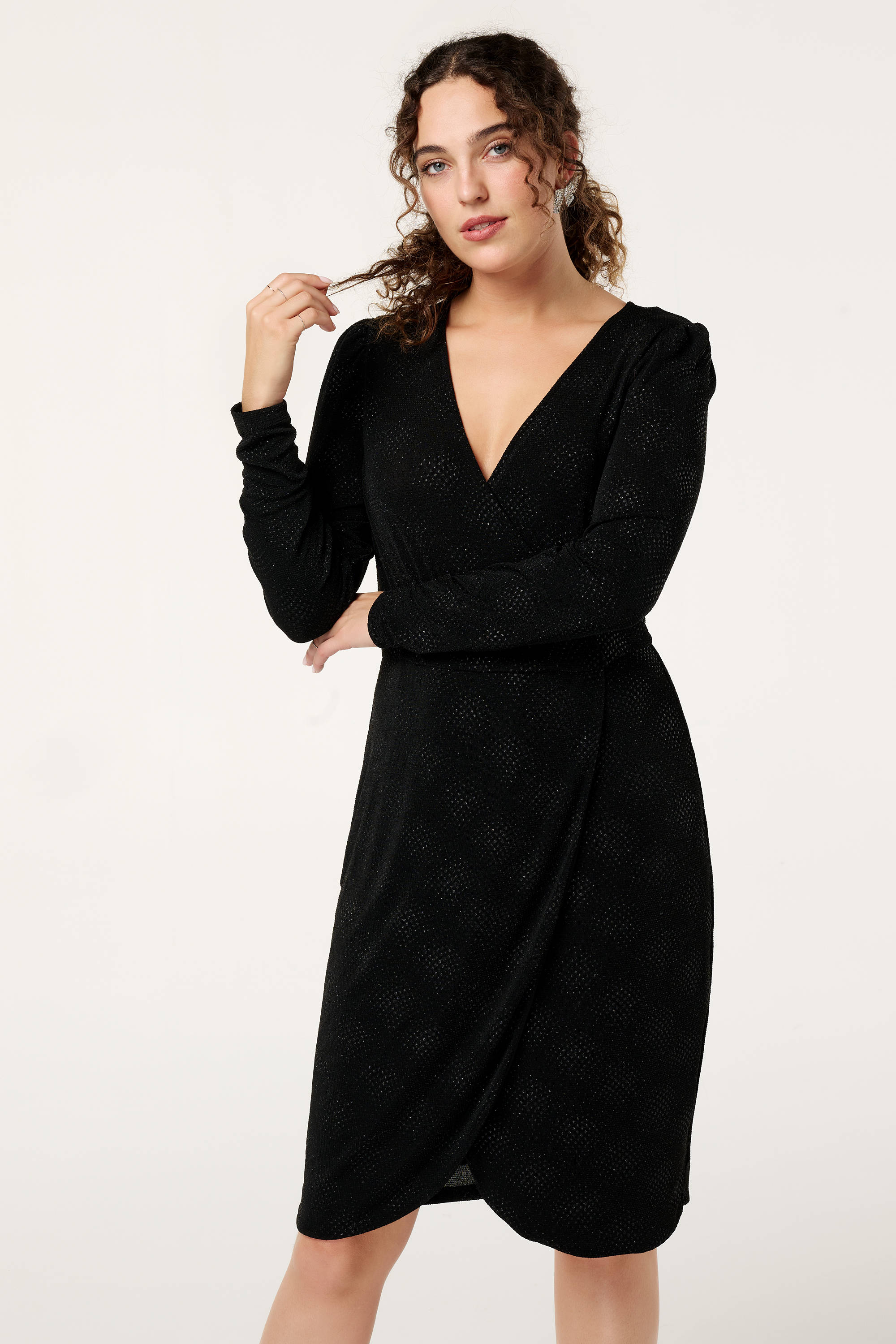MS Mode korte jurk lurex zwart