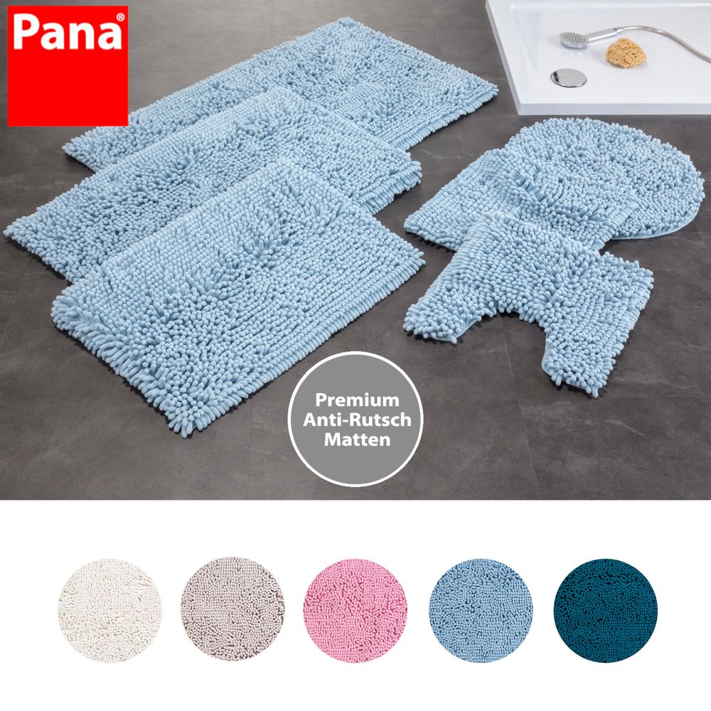 PANA® Badematte I WC Vorleger Noppen I Duschvorleger Chenille | Badezimmerteppich I Mikrofaser Badvorleger | verschiedene Formen & Farben