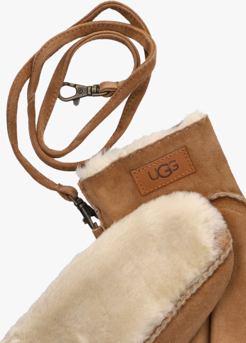 cognac ugg handschoenen exposed sheepskin mitten