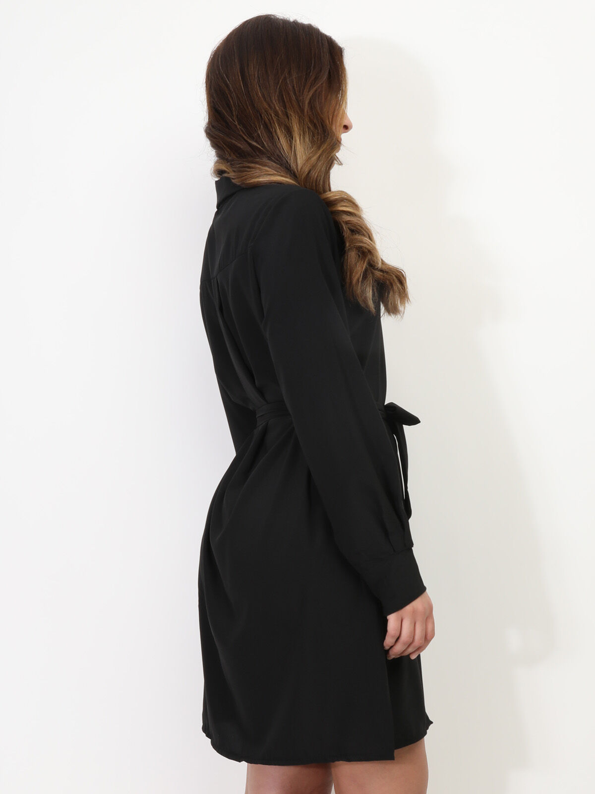 Robe chemise à nouer- Noir