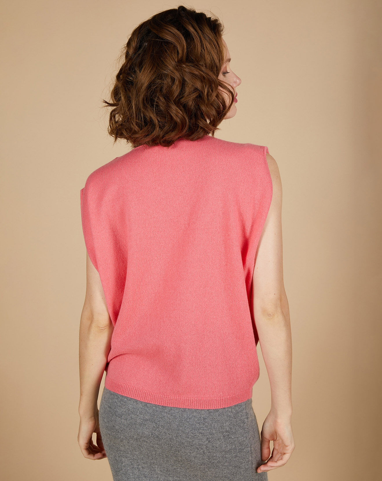 Cashmere Tribu Pull 100% Cachemire Bella  épaulettes rose