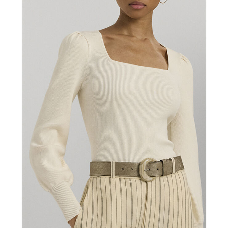 Lauren Ralph Lauren COTTON MODAL/NYLON-LS SWEATER Mascarpone cream
