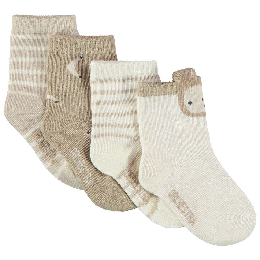 Lot de 4 paires de chaussettes fantaisie pour bébé garçon - Ecru