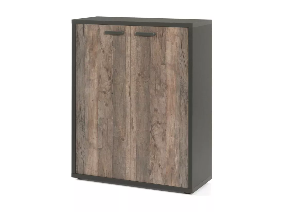 Ensemble de 8 meubles de bureau professionnel coloris chêne vieilli et noir collection SOON