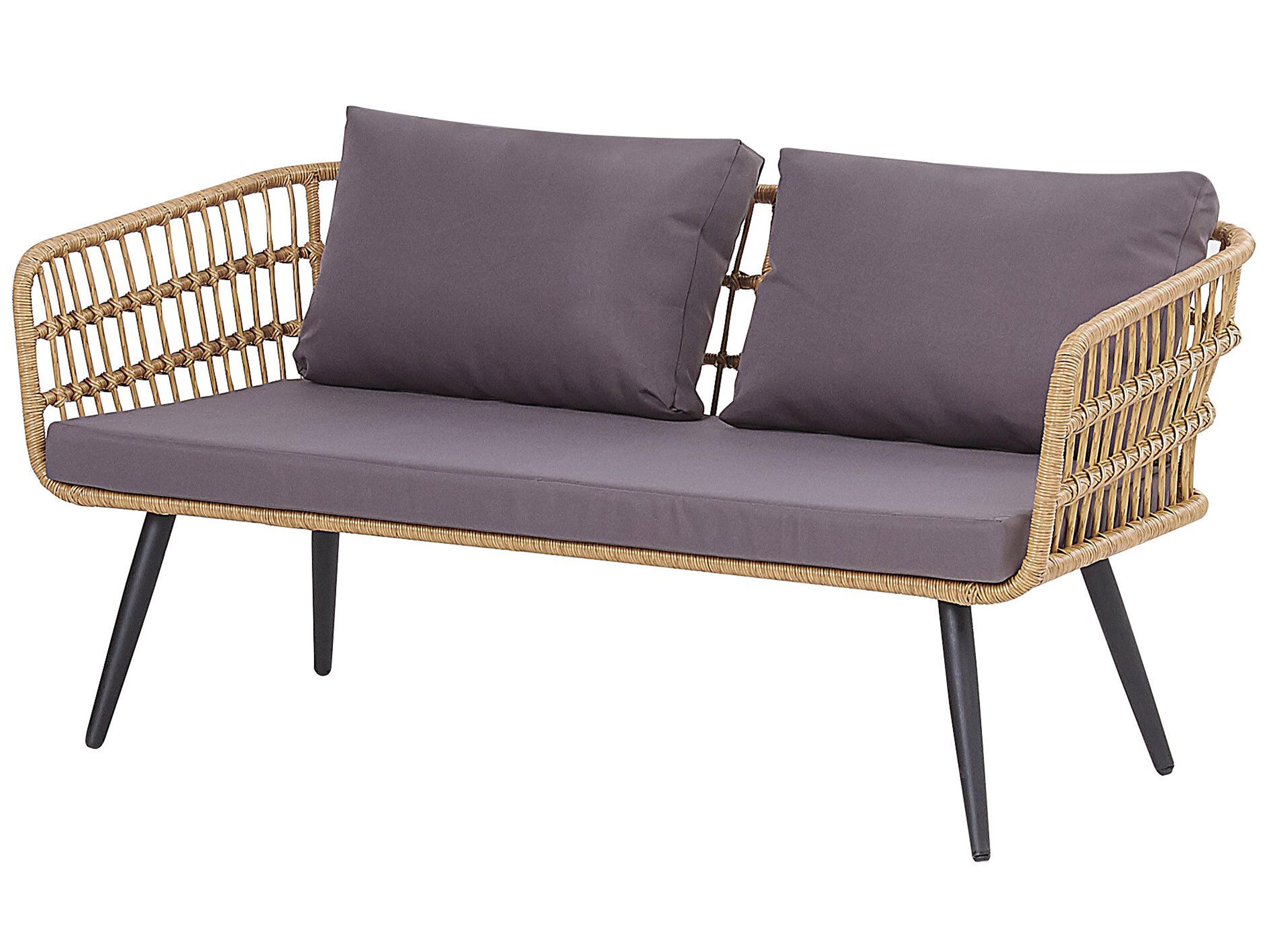 Loungeset met tafel 4-zits FOBELLO PE rotan Beige