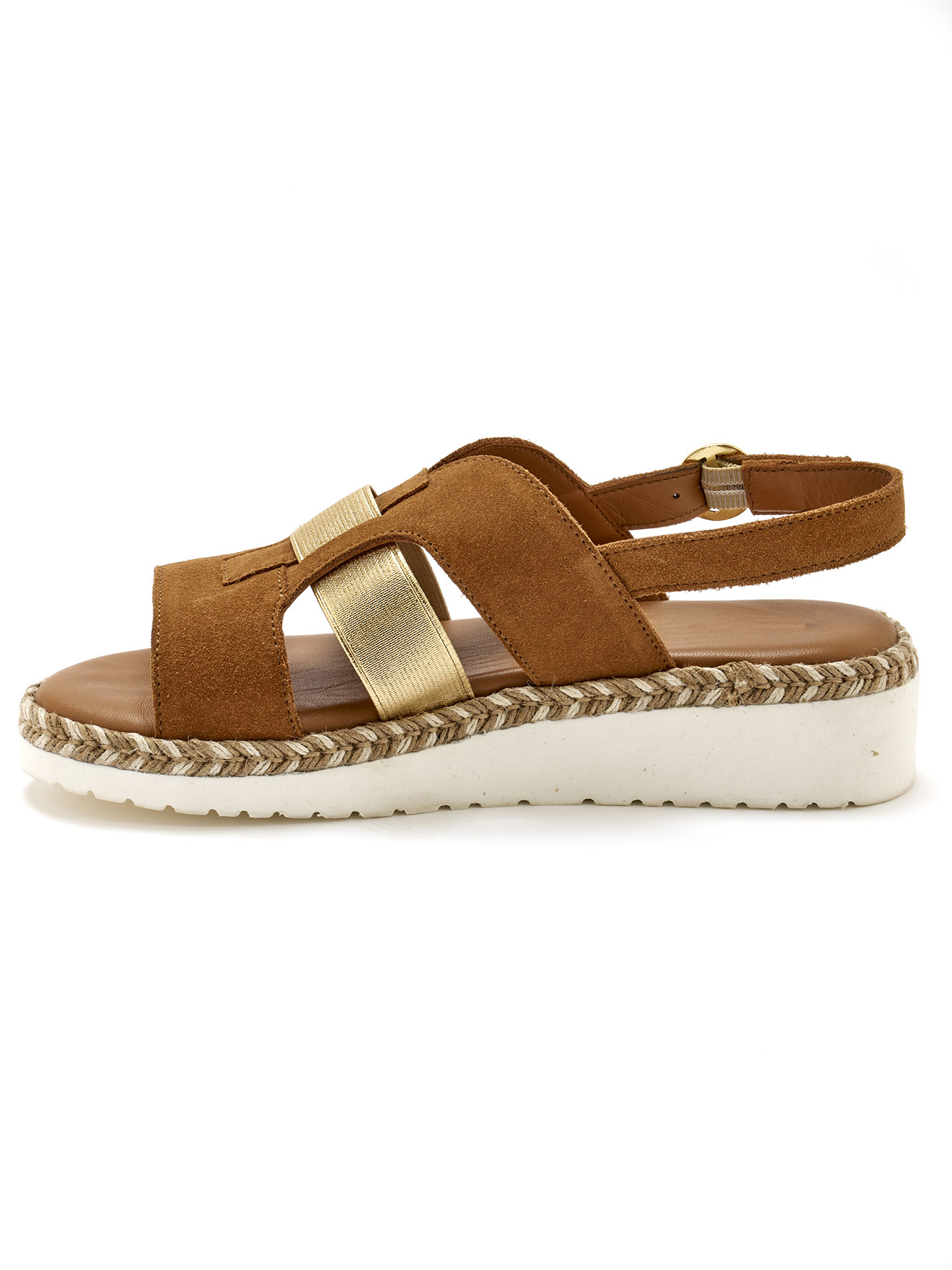 Sandales compensées cuir velours
