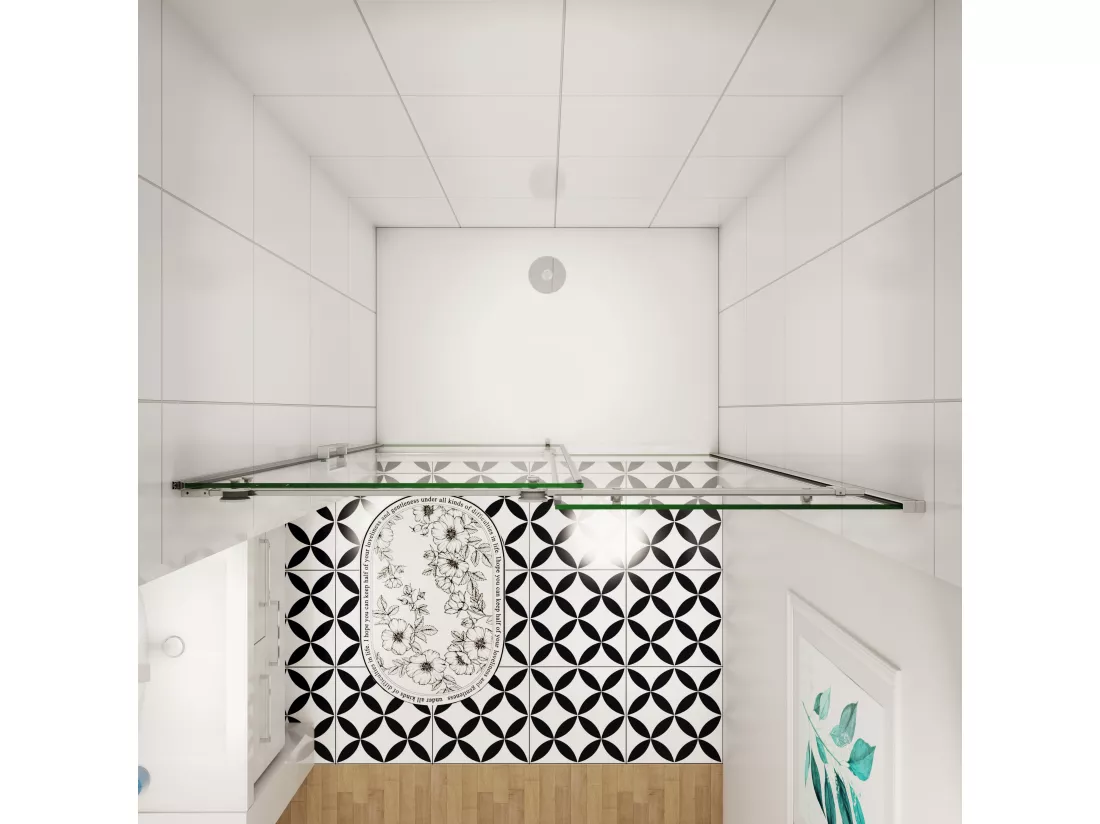 Aica porte de douche coulissante chromé 130x195cm, 8mm verre sécurit anticalcaire, installation en niche,Paroi de douche avec porte coulissante
