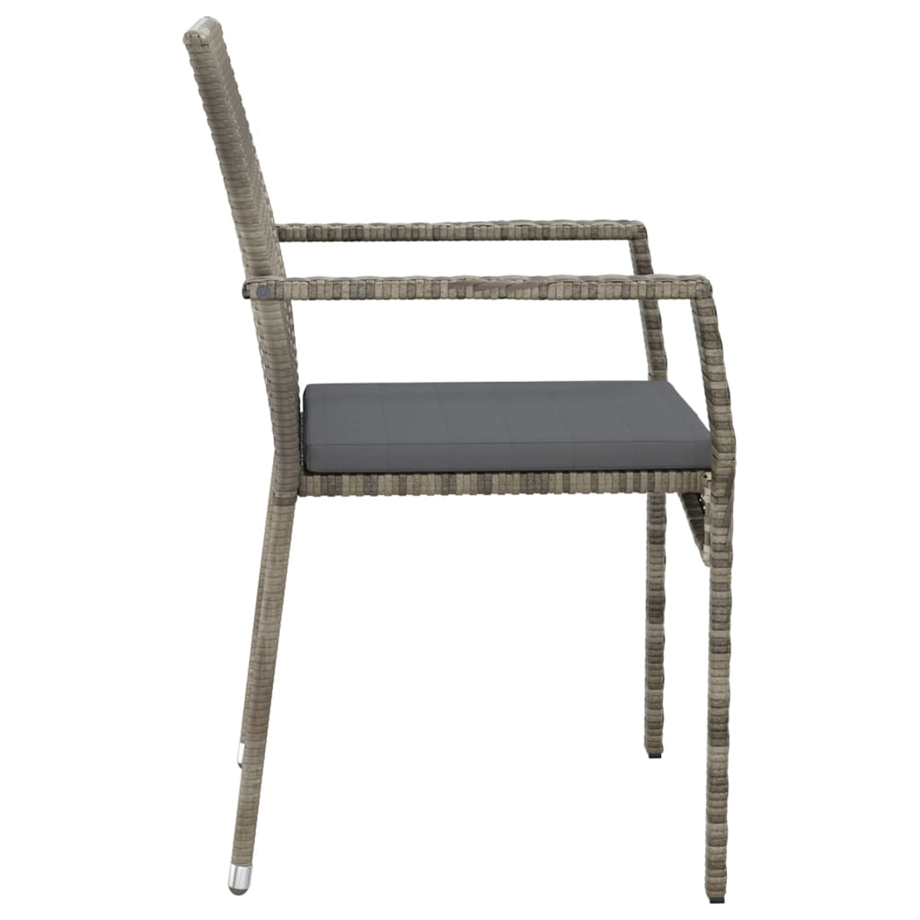 Mobilier à dîner de jardin et coussins 7 pièces gris rotin